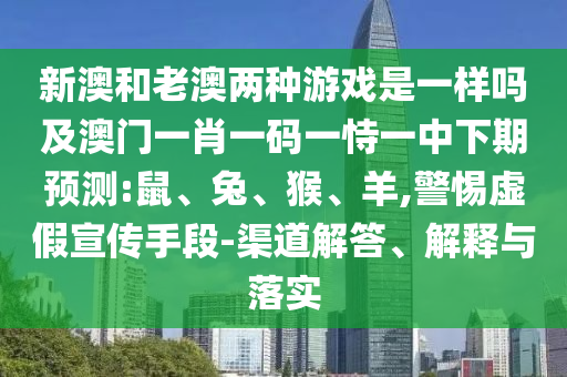 新澳和老澳兩種游戲是一樣嗎及澳門一肖一碼一恃一中下期預(yù)測:鼠、兔、猴、羊,警惕虛假宣傳手段-渠道解答、解釋與落實