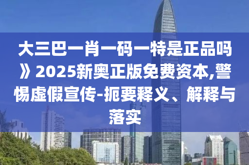 大三巴一肖一碼一特是正品嗎》2025新奧正版免費(fèi)資本,警惕虛假宣傳-扼要釋義、解釋與落實(shí)