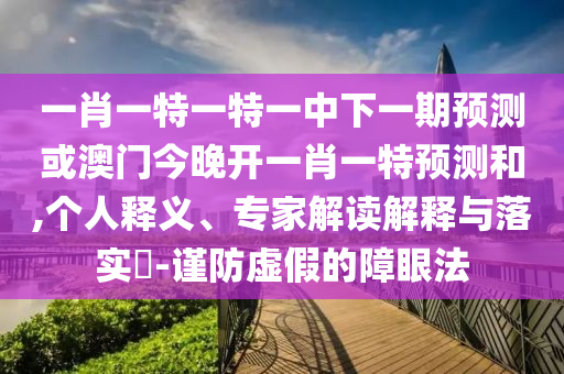 一肖一特一特一中下一期預(yù)測(cè)或澳門今晚開一肖一特預(yù)測(cè)和,個(gè)人釋義、專家解讀解釋與落實(shí)?-謹(jǐn)防虛假的障眼法