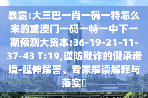 暴露:大三巴一肖一碼一特怎么來的或澳門一碼一特一中下一期預(yù)測大資本:36-19-21-11-37-43 T:19,謹(jǐn)防欺詐的假承諾境-延伸解答、專家解讀解釋與落實?