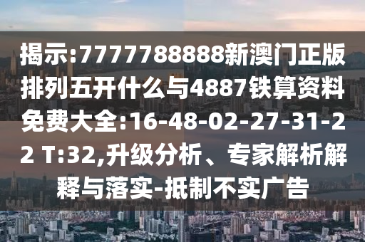 揭示:7777788888新澳門正版排列五開什么與4887鐵算資料免費(fèi)大全:16-48-02-27-31-22 T:32,升級分析、專家解析解釋與落實(shí)-抵制不實(shí)廣告