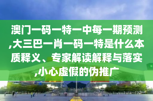 澳門(mén)一碼一特一中每一期預(yù)測(cè),大三巴一肖一碼一特是什么本質(zhì)釋義、專(zhuān)家解讀解釋與落實(shí),小心虛假的偽推廣