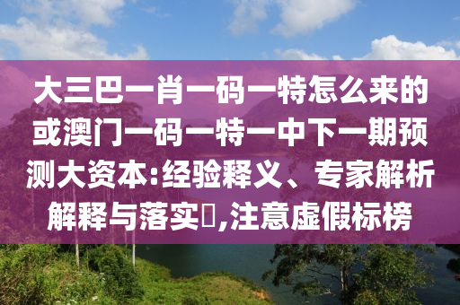 大三巴一肖一碼一特怎么來的或澳門一碼一特一中下一期預(yù)測大資本:經(jīng)驗釋義、專家解析解釋與落實?,注意虛假標(biāo)榜