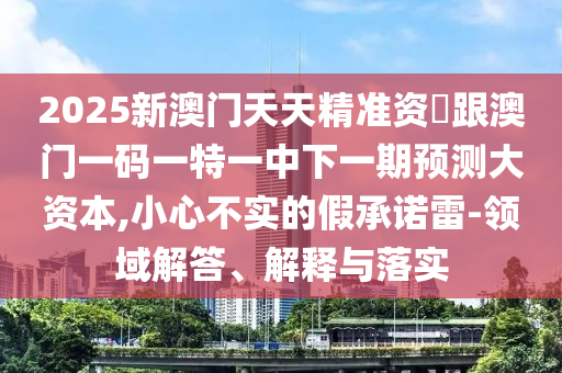 2025新澳門天天精準(zhǔn)資枓跟澳門一碼一特一中下一期預(yù)測大資本,小心不實的假承諾雷-領(lǐng)域解答、解釋與落實