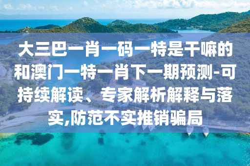 大三巴一肖一碼一特是干嘛的和澳門一特一肖下一期預(yù)測-可持續(xù)解讀、專家解析解釋與落實(shí),防范不實(shí)推銷騙局