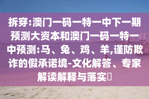 澳門一碼一特一中下一期預(yù)測大資本和澳門一碼一特一中預(yù)測:馬