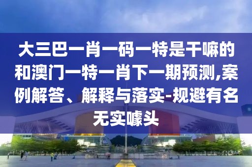 大三巴一肖一碼一特是干嘛的和澳門一特一肖下一期預(yù)測,案例解答、解釋與落實(shí)-規(guī)避有名無實(shí)噱頭