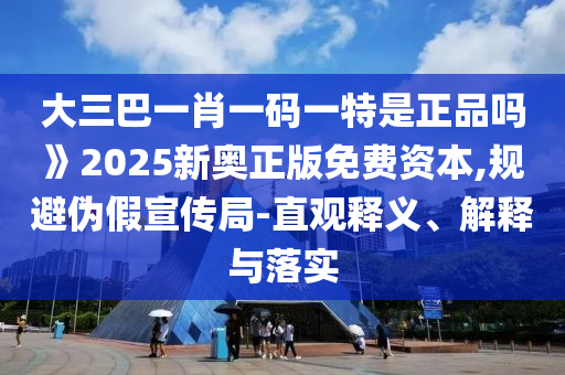 大三巴一肖一碼一特是正品嗎》2025新奧正版免費資本,規(guī)避偽假宣傳局-直觀釋義、解釋與落實