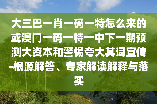大三巴一肖一碼一特怎么來的或澳門一碼一特一中下一期預(yù)測大資本和警惕夸大其詞宣傳-根源解答、專家解讀解釋與落實